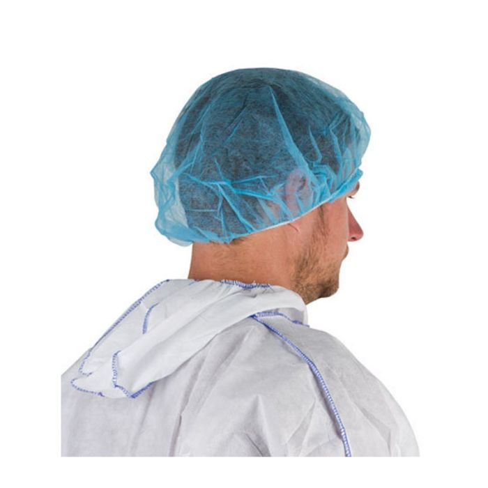 1000st Haarnetjes non woven blauw Baretten Hoofddeksels 52cm wokkel BESCHIKBAAR 130014 pp non woven hoofddeksels M 53cm 'clip cap' (104054)