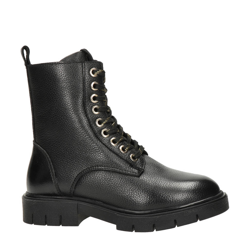 Nelson Kids leren veterboots zwart