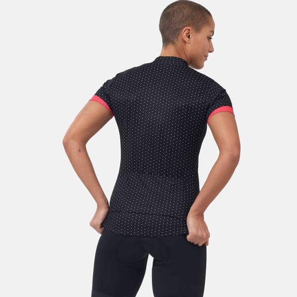 Maillot vélo ODLO ESSENTIAL PRINT STAND-UP COLLAR S/S FZ W BLACK/PARADISE PINK