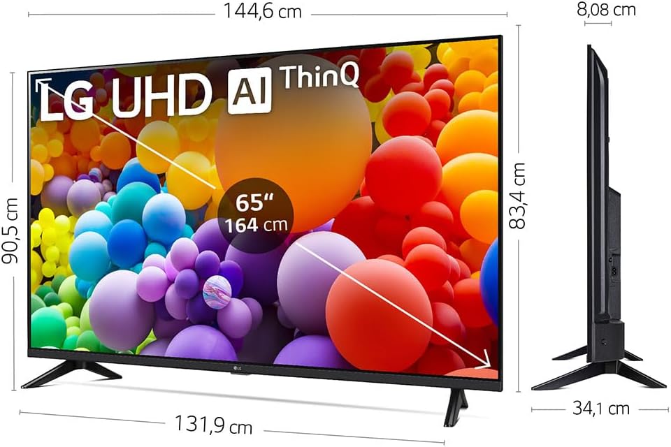 LG TV LED 2024 | 65UT73 | 65 Pouces | UHD | Processeur α5 gen 7 AI 4K, Noir [Classe énergétique G]