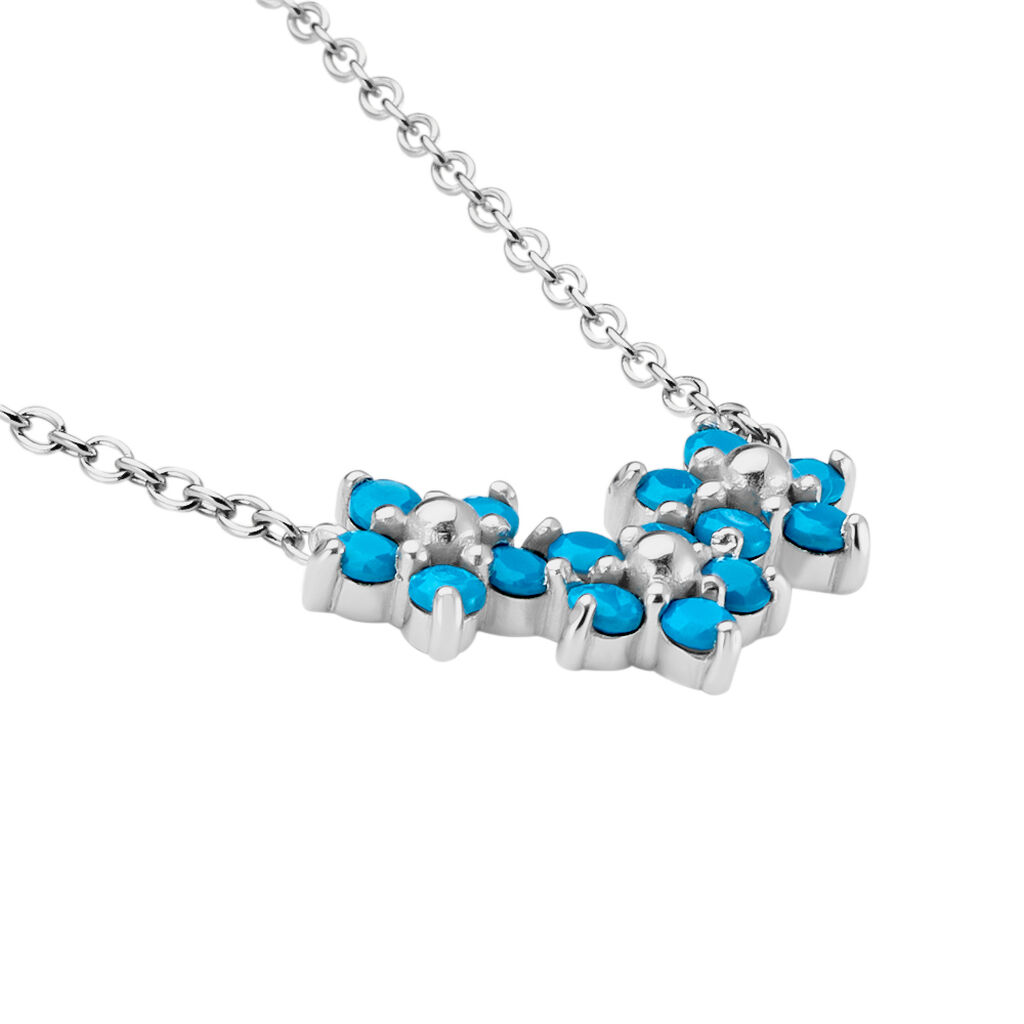 Collier Bleubirds Argent Blanc Turquoise