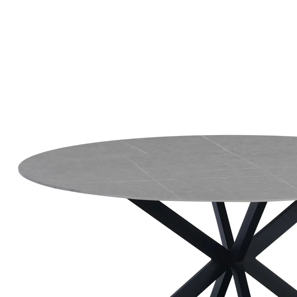 Ronde eettafel Yuna Ø130 cm marmerlook grijs - Stoneware - Grijs