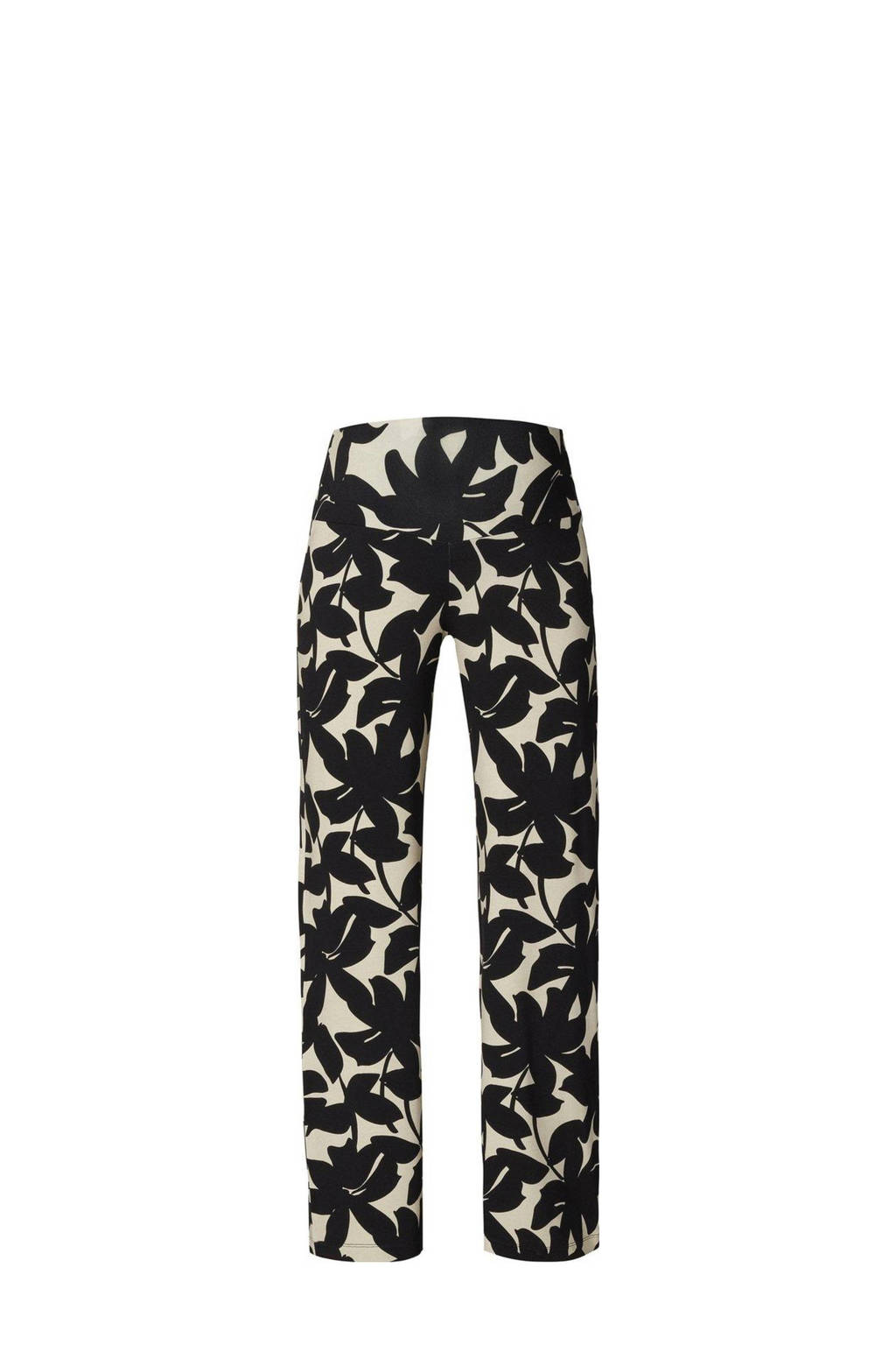Noppies gebloemde regular fit broek India zwart/wit