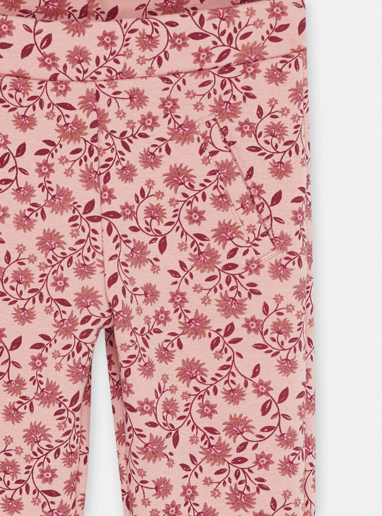 Pantalon rose à imprimé fleuri