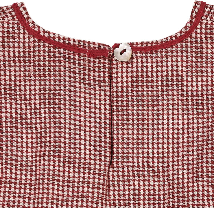 Copenhagen Colors CHECK DRESS W. HEART EMB Red check combi