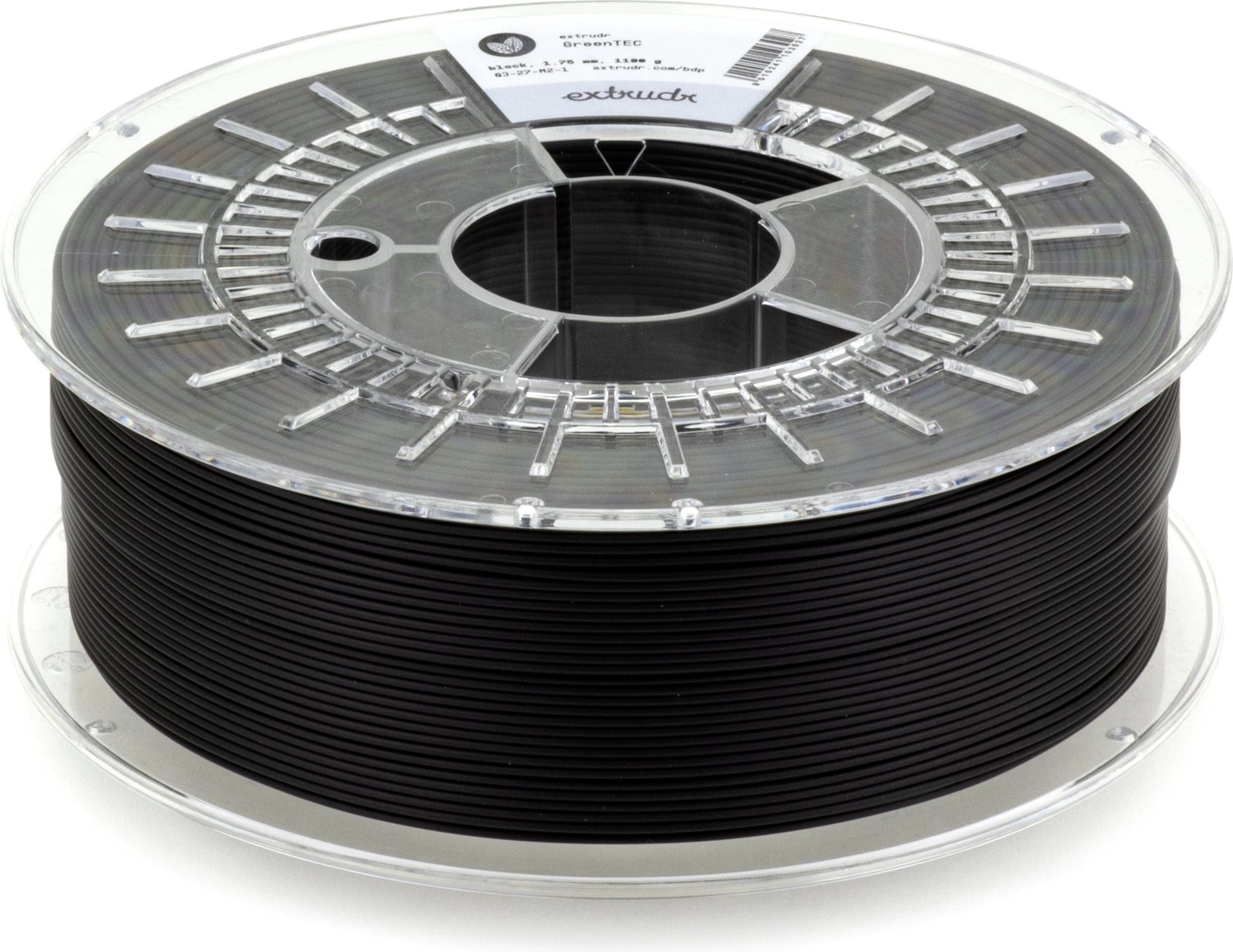 Extrudr  Green-TEC Schwarz, 1,75 mm / 10000 g    Hochleistungsmaterial mit biologisch-organischer Zusammensetzung