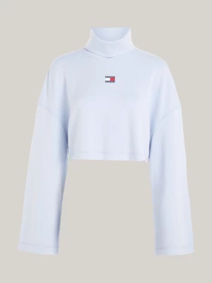 Moletom cropped de gola alta com emblema