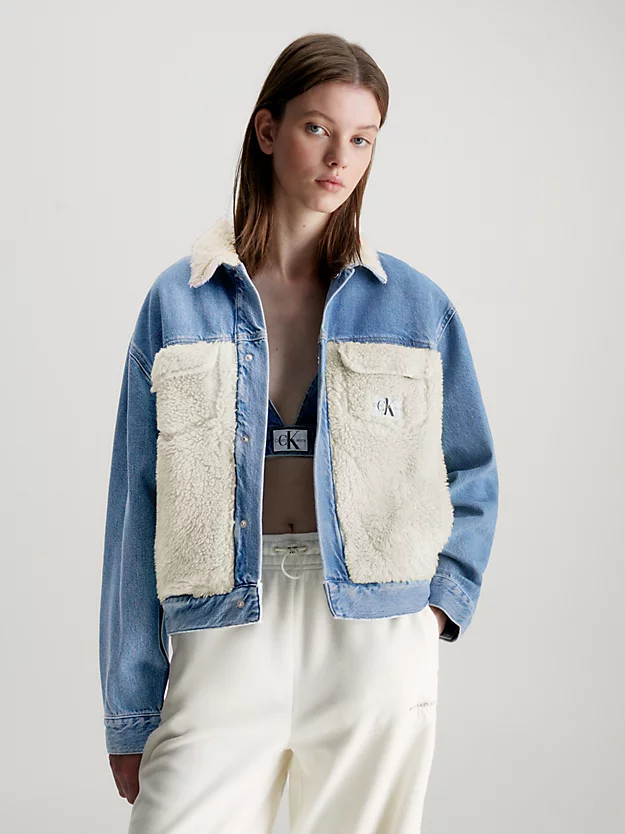 Jaqueta jeans sherpa unissex