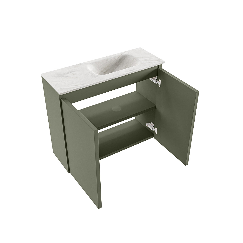 Mondiaz Ture DLux toiletmeubel 60cm army met wastafel ostra rechts met kraangat