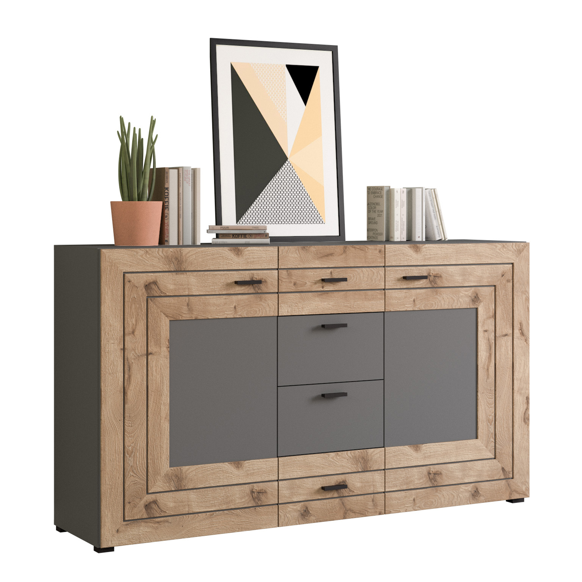 Sideboard FRENO - grau - Nox Oak - 160 cm