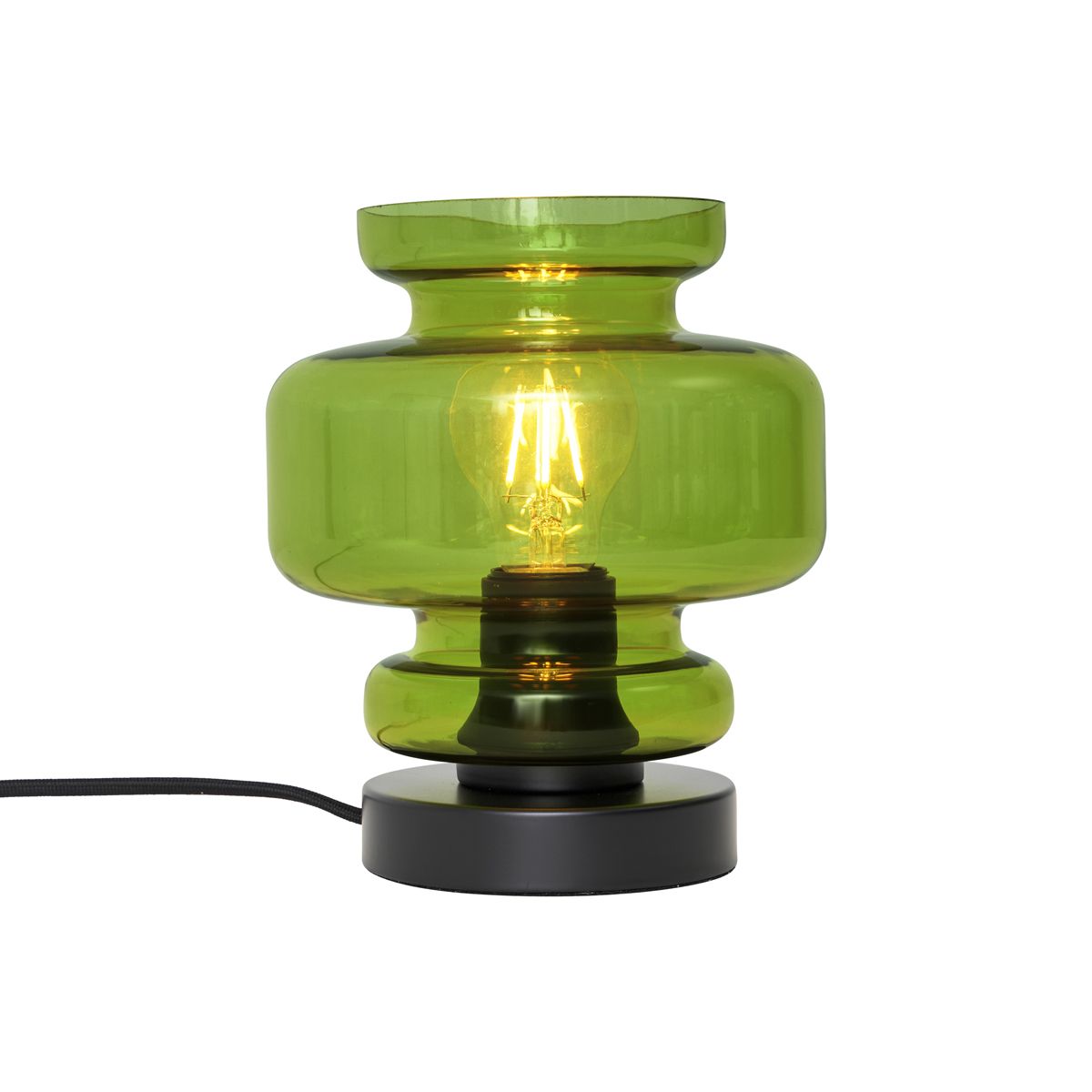 Retro tafellamp zwart met groen glas - Denise
