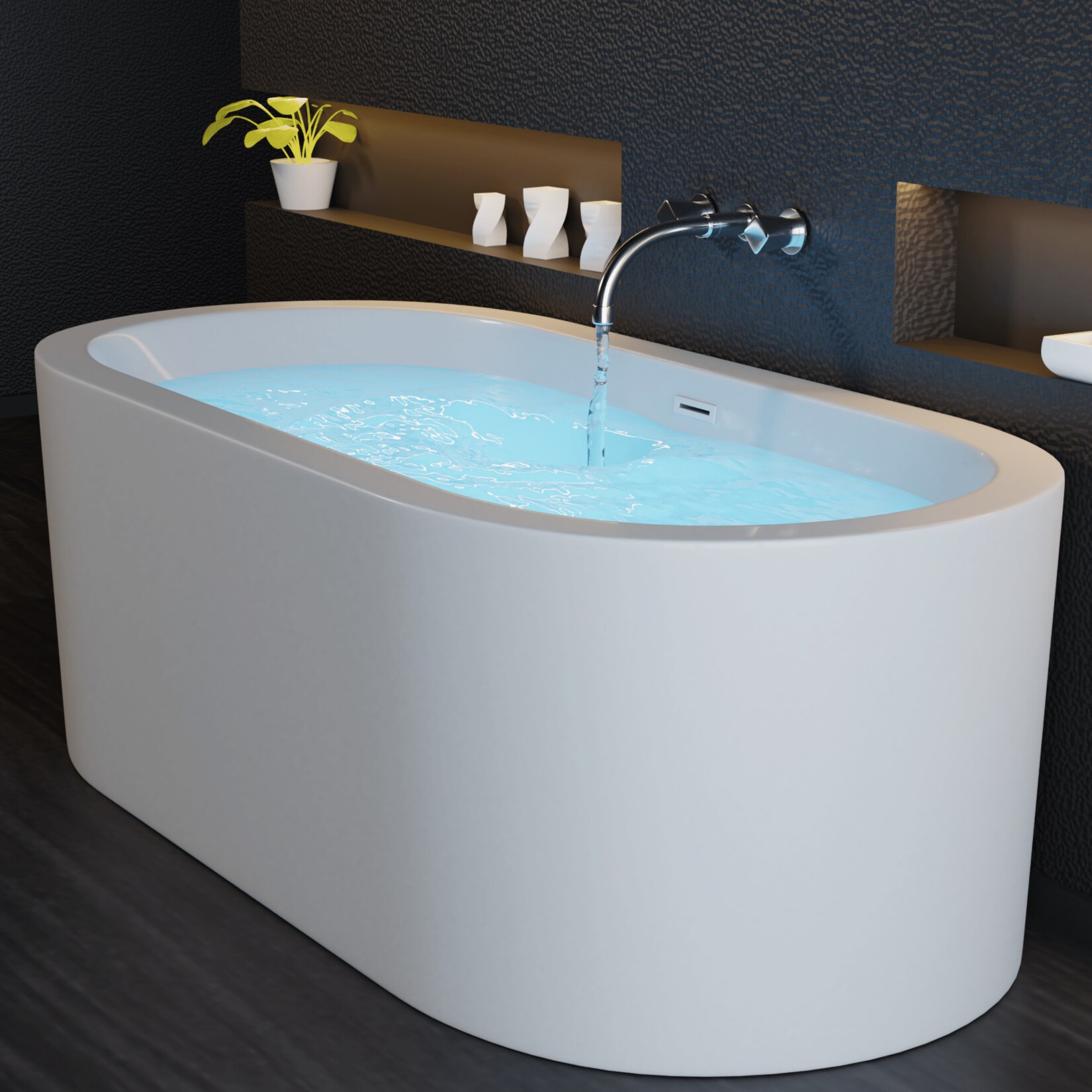 TroniTechnik® Freistehende Badewanne PIPERI Maße ca. 168 x 80 x 60cm Wanne - Füllmenge 210 Liter, aus Acryl mit Siphon