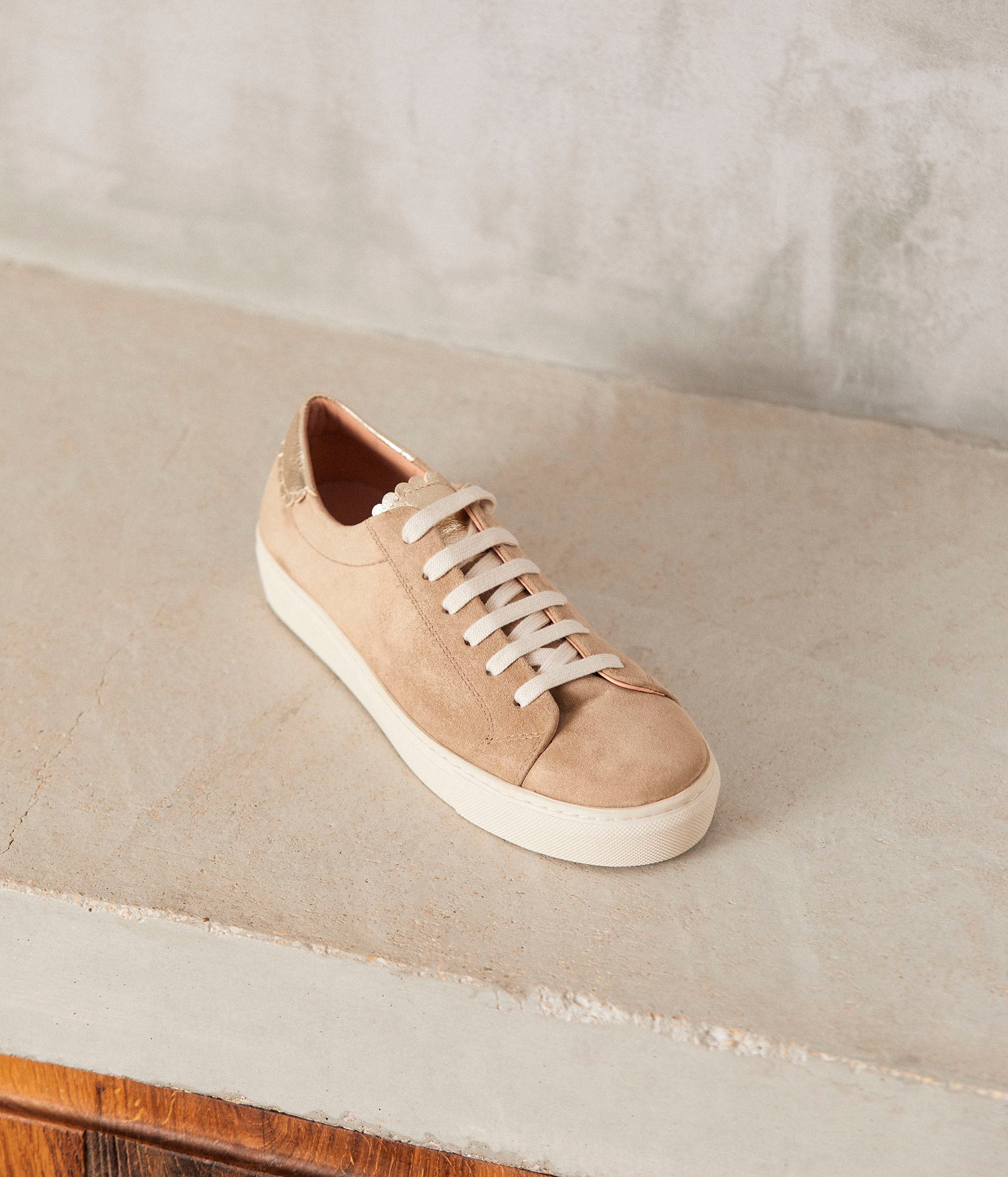 Baskets velours beige Suzanne