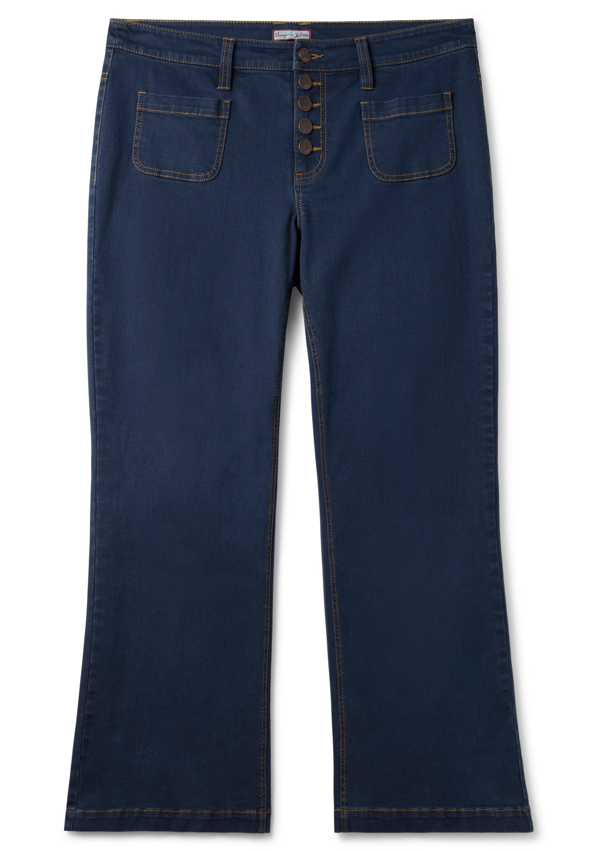 Bootcut-Jeans mit Zierknopfleiste
