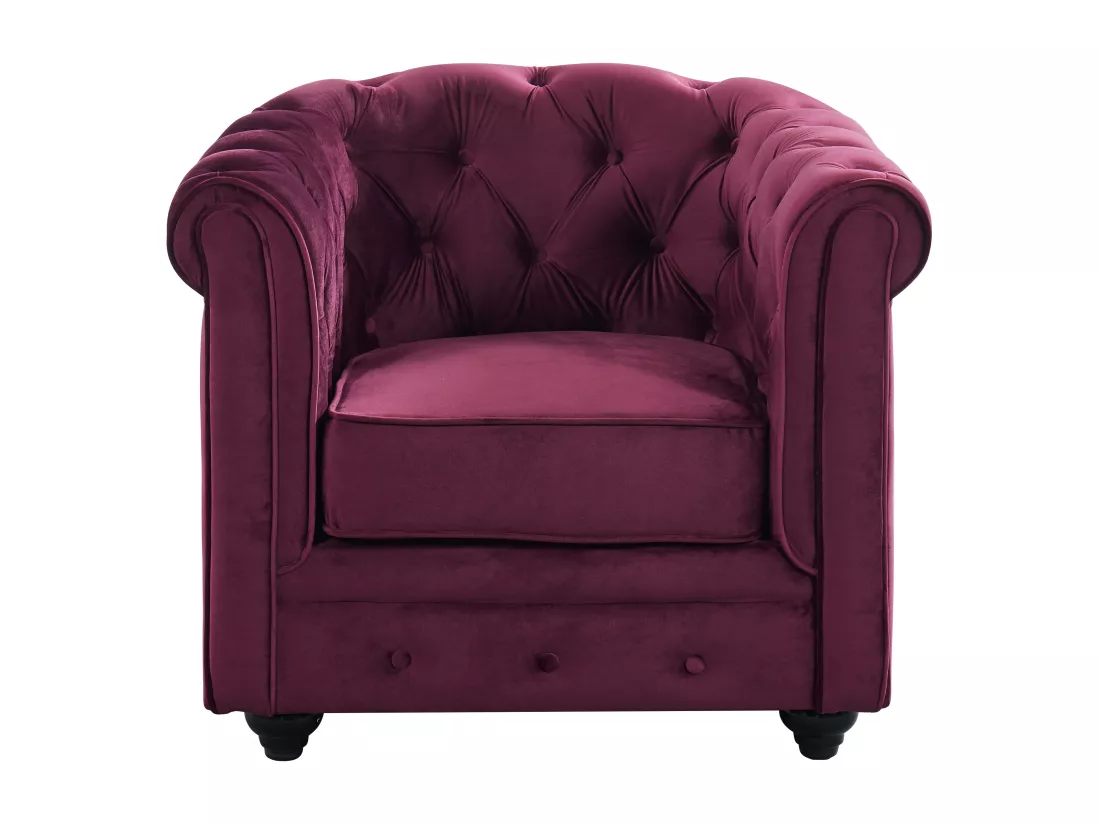 Canapé 3 places et fauteuil CHESTERFIELD - velours pourpre