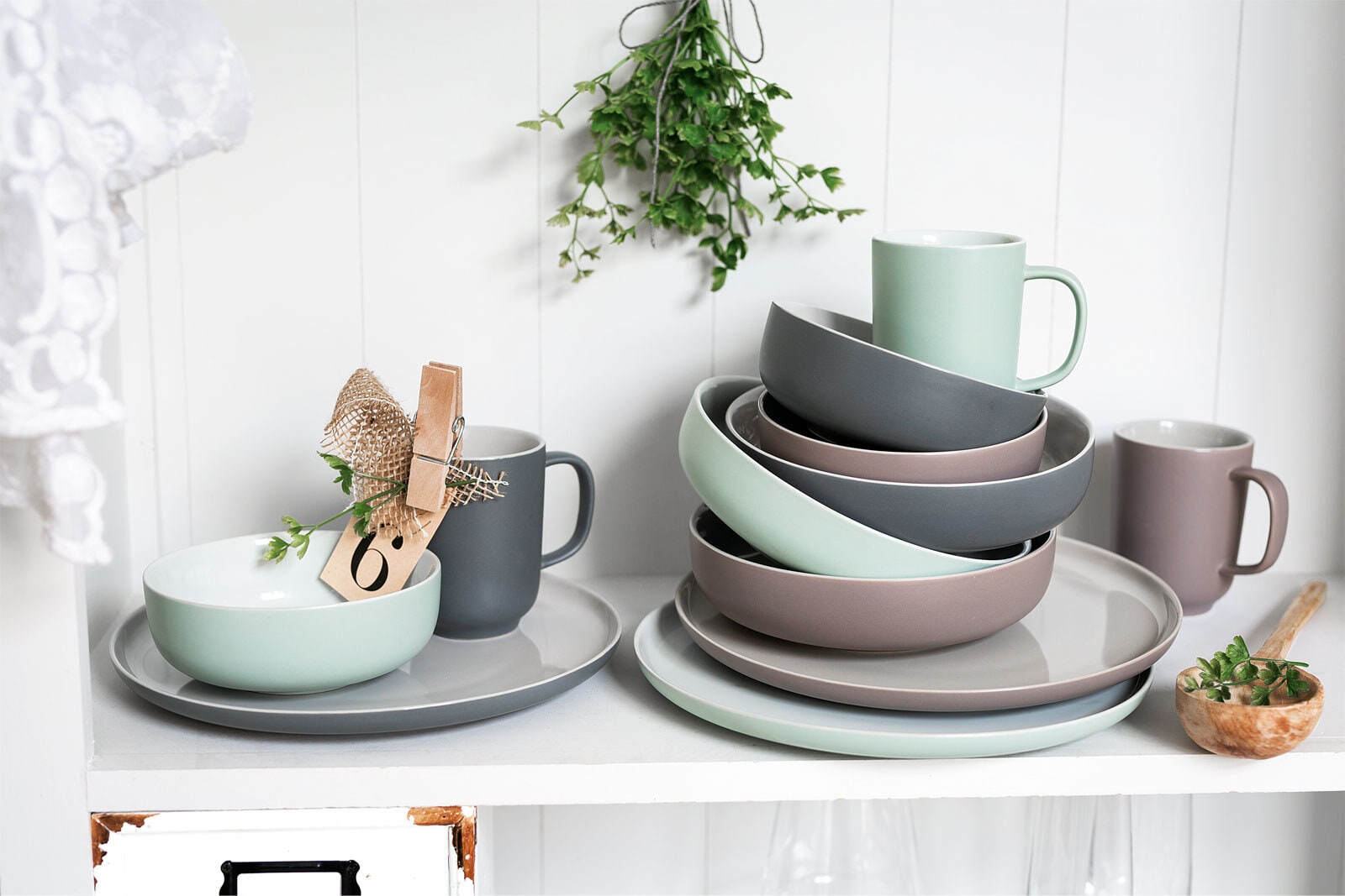 Ritzenhoff & Breker Dessertteller JASPER 6er Set grau/ weiß