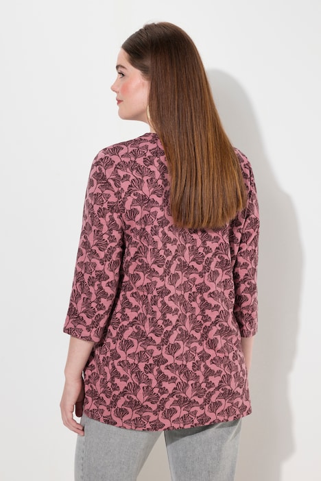 Shirt, Biesen, V-Ausschnitt, 3/4-Arm, Biobaumwolle