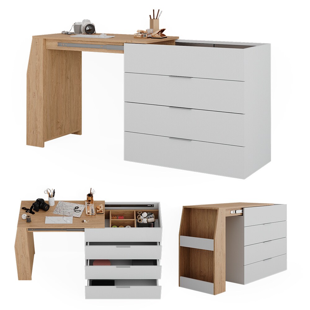 Vicco Basteltisch Iva Artisan Weiß 98,5 x 80 cm ausklappbar