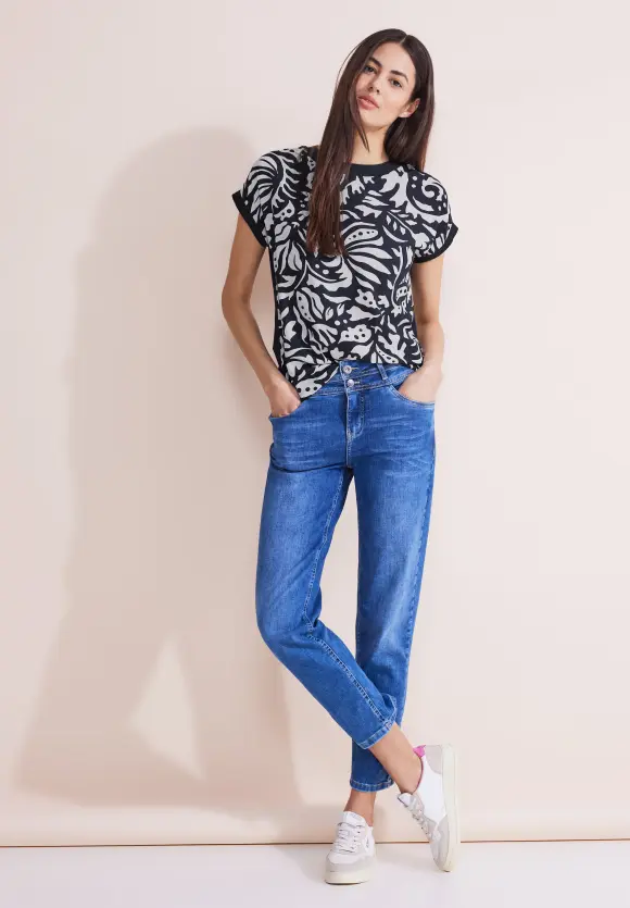 Materialmix T-Shirt - deep blue