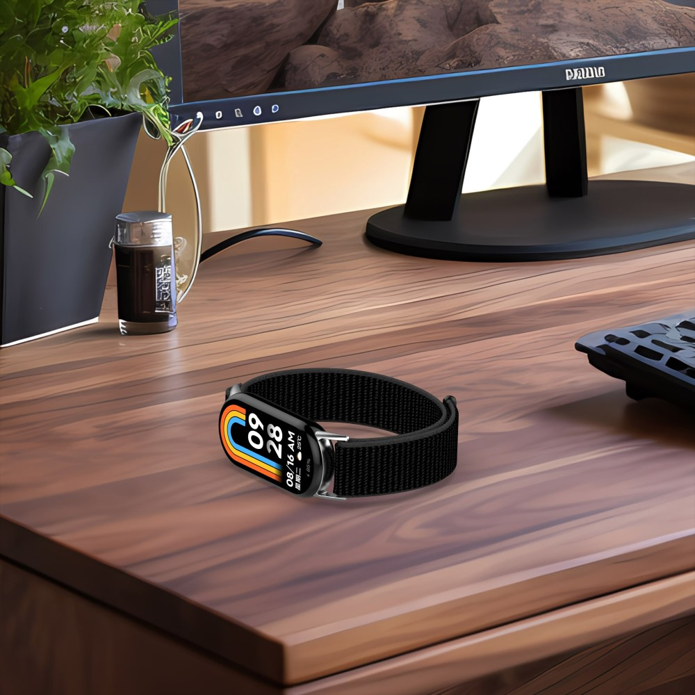 Xiaomi Mi Band 8 / 9 Nylon Armband mit Klettverschluss (Gelenkumfang: 160-220mm) - Schwarz / Grau