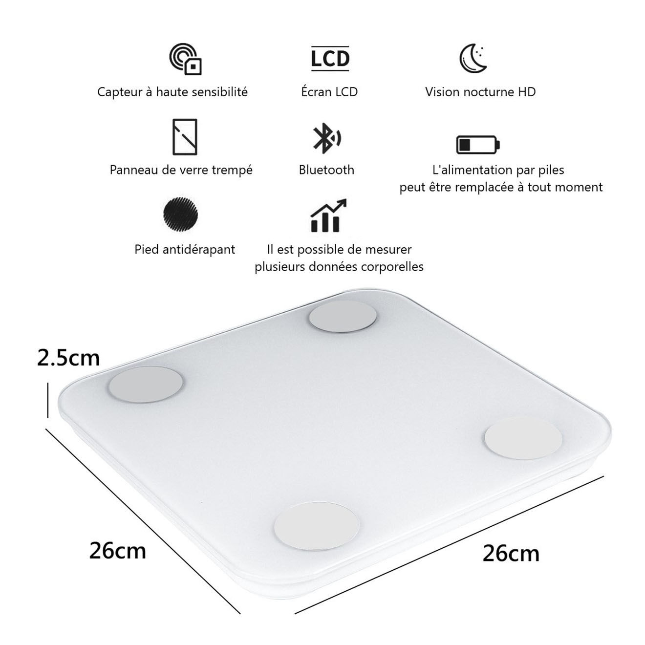 Paloma Beauties Balance numérique bluetooth à piles blanche