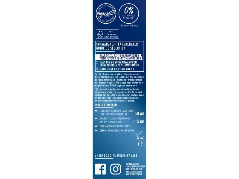 Schwarzkopf LIVE Haarcoloration Ultra Brights 098 Steel Sil Intensive oder pastelle Haarfarbe je nach Wahl