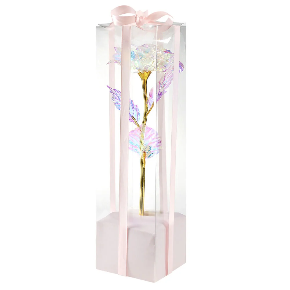 Rose éternelle irisée lumineuse avecLED 15x15xH50cm (3 modèles)