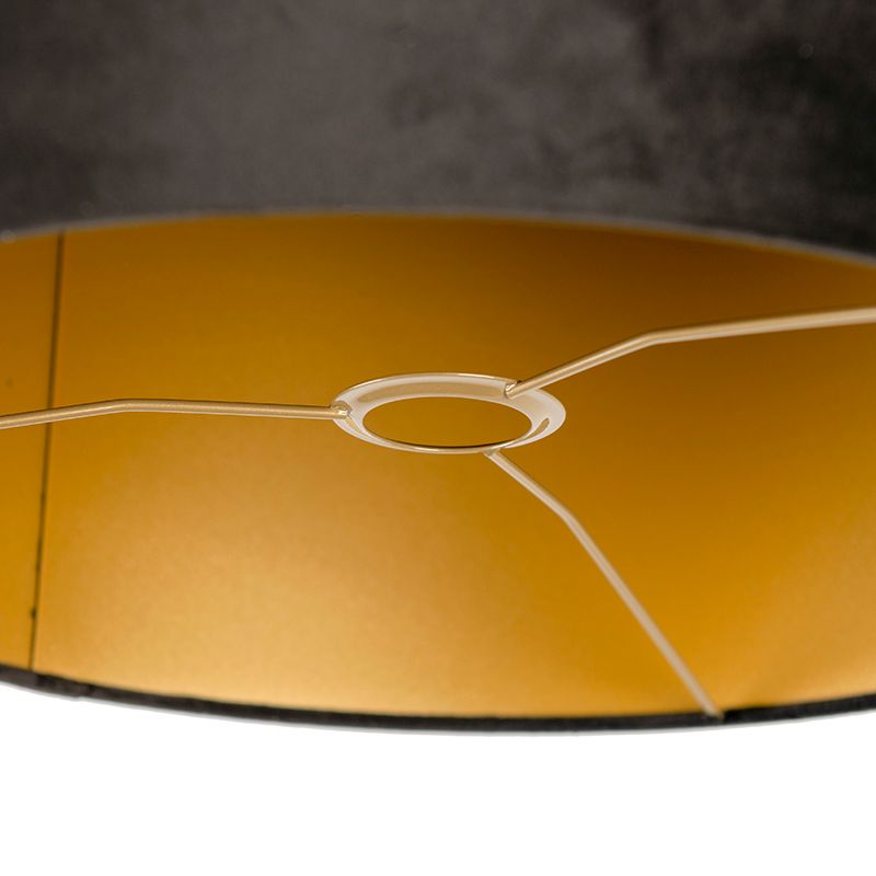 Velours lampenkap zwart 40/40/40 met gouden binnenkant
