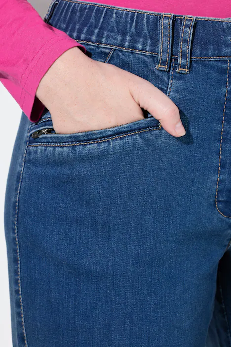 Jeans Mony, konisches Bein, Reißverschlusstaschen, blue denim