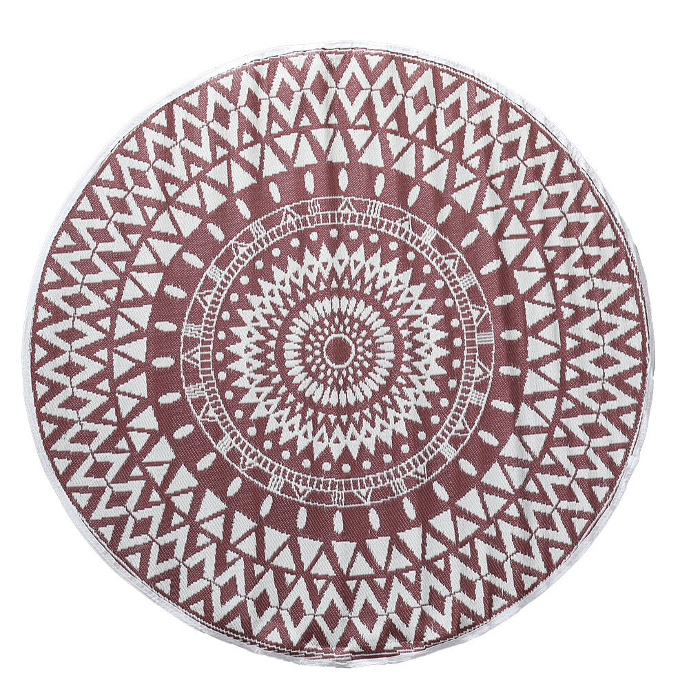 Tapis de jardin Jaipur blanc et rouge Ø180cm