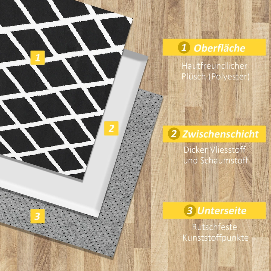 HOMCOM Teppich mit Gleitsicherheit schwarz