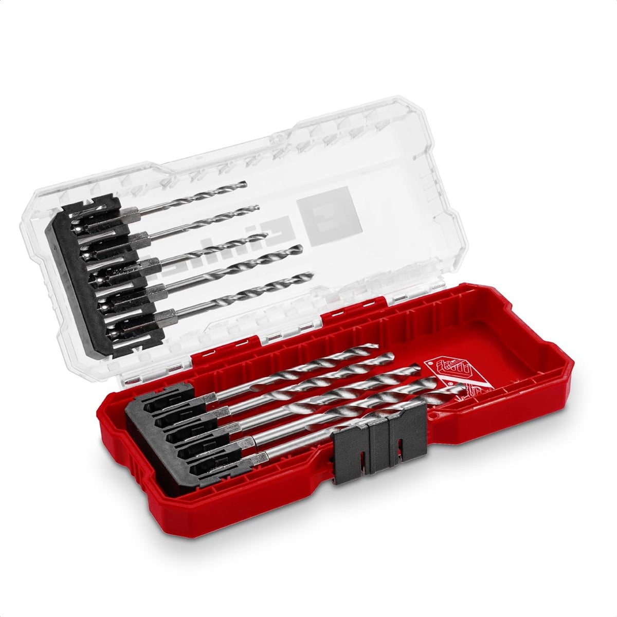 Originele Einhell S-CASE 10-delige metaalborenset (gemaakt van HSS 4241 staal, E 6.3 schacht, 135° split-point punt, rolgesmede type N spiraal inclusief opbergdoos)