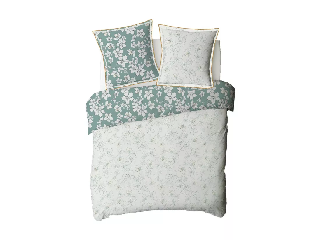 Parure de lit 2 personnes fleurie réversible 240x220cm