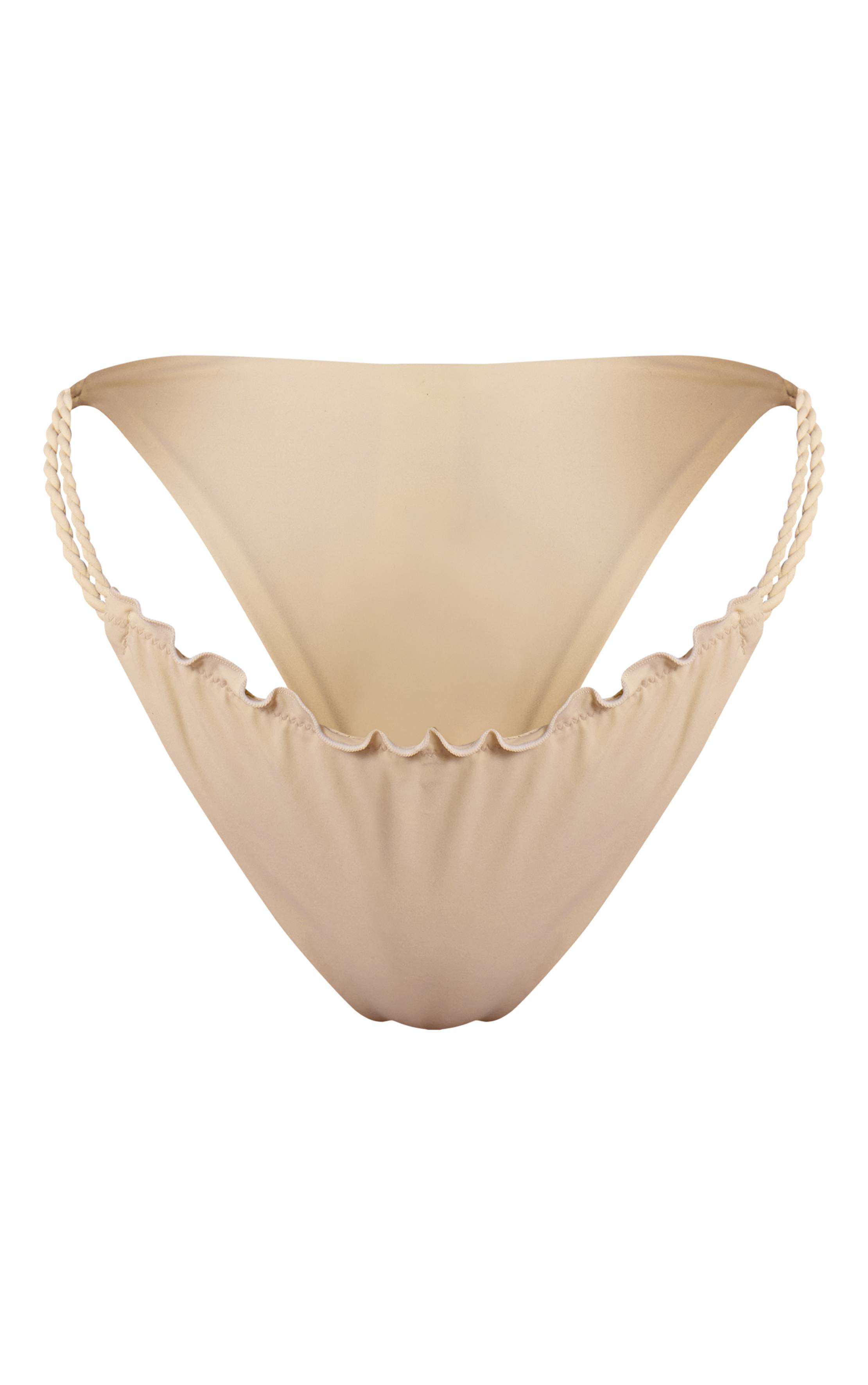 Crème Bas De Bikini Tanga À Détail Torsadé