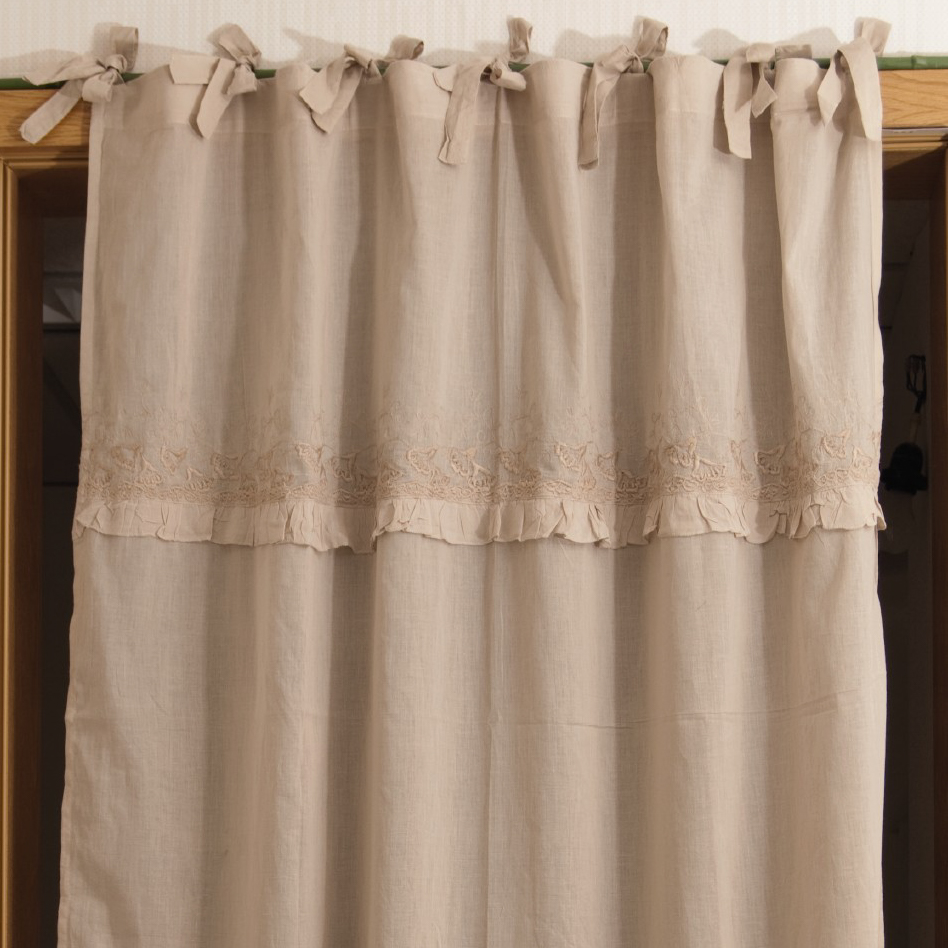 Baumwoll-Vorhang, mit Band, beige, B 110 cm, H 240 cm von fischer's lagerhaus