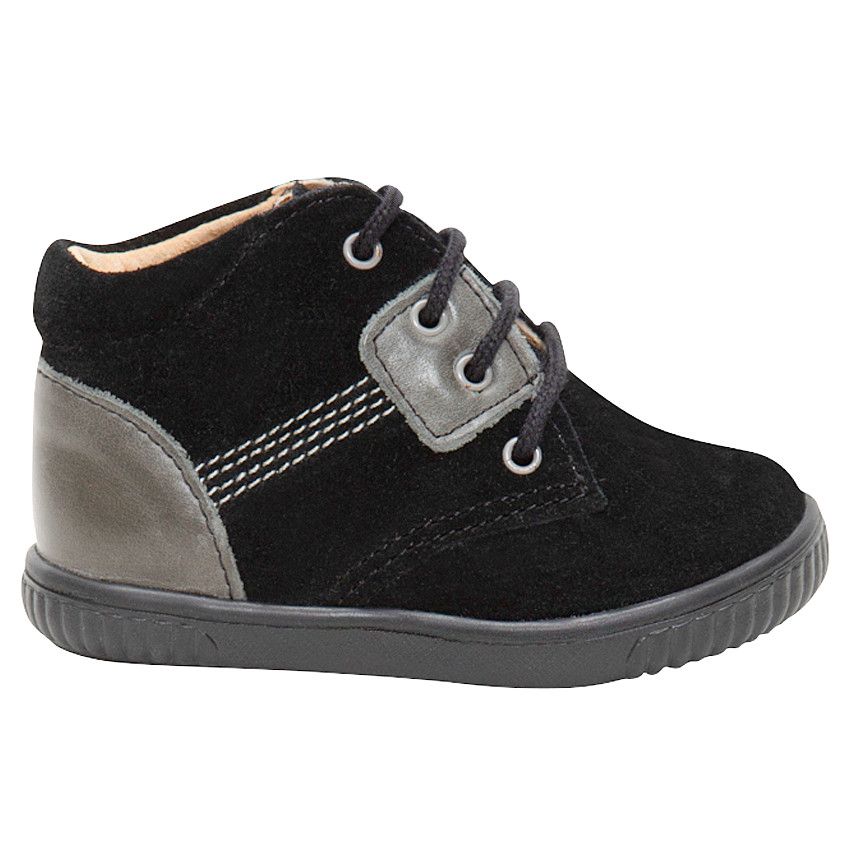 Bottillons en cuir à lacets avec empiècements argentés