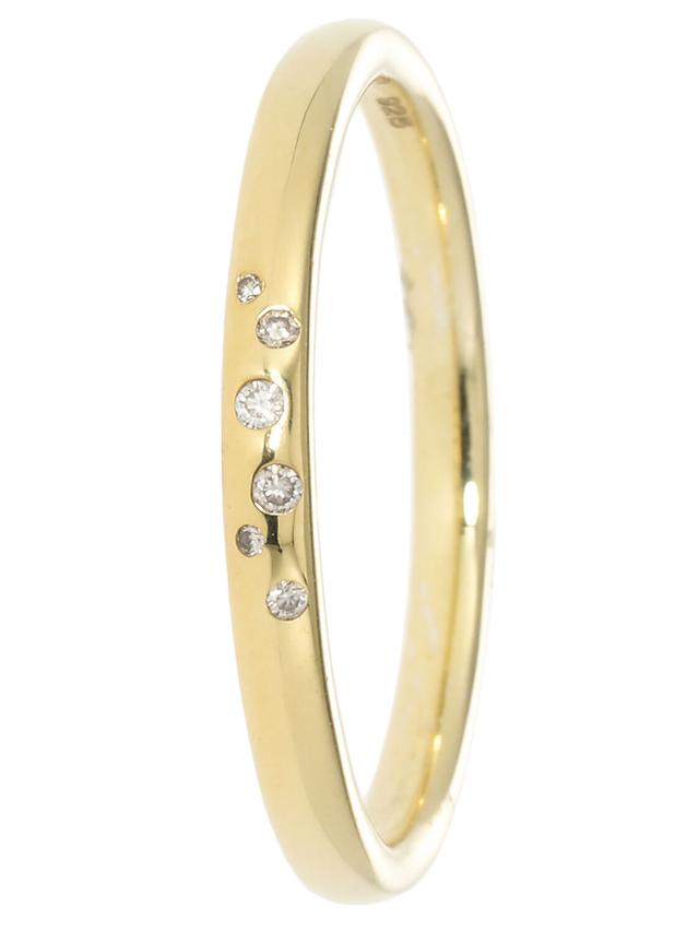 Band-Ring, 6 Brillanten, 0,030 ct., Silber 925 vergoldet