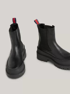 Botas Chelsea de couro com travas robustas
