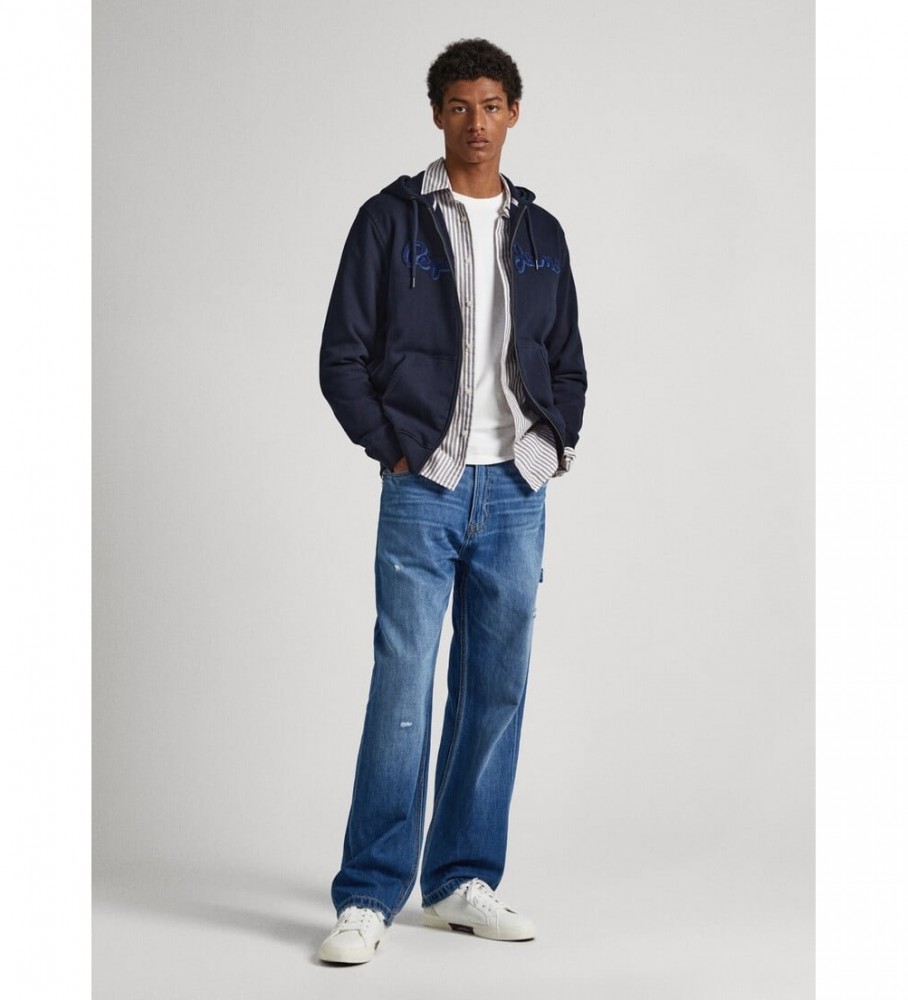 Moletom Pepe Jeans Ryan com zíper, cor azul marinho