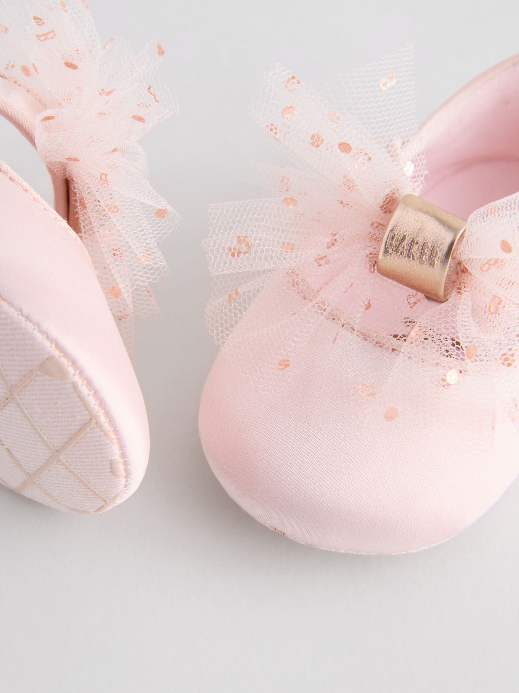 Roze/roze - Baker by Ted Baker babyslofjes met strik voor meisjes