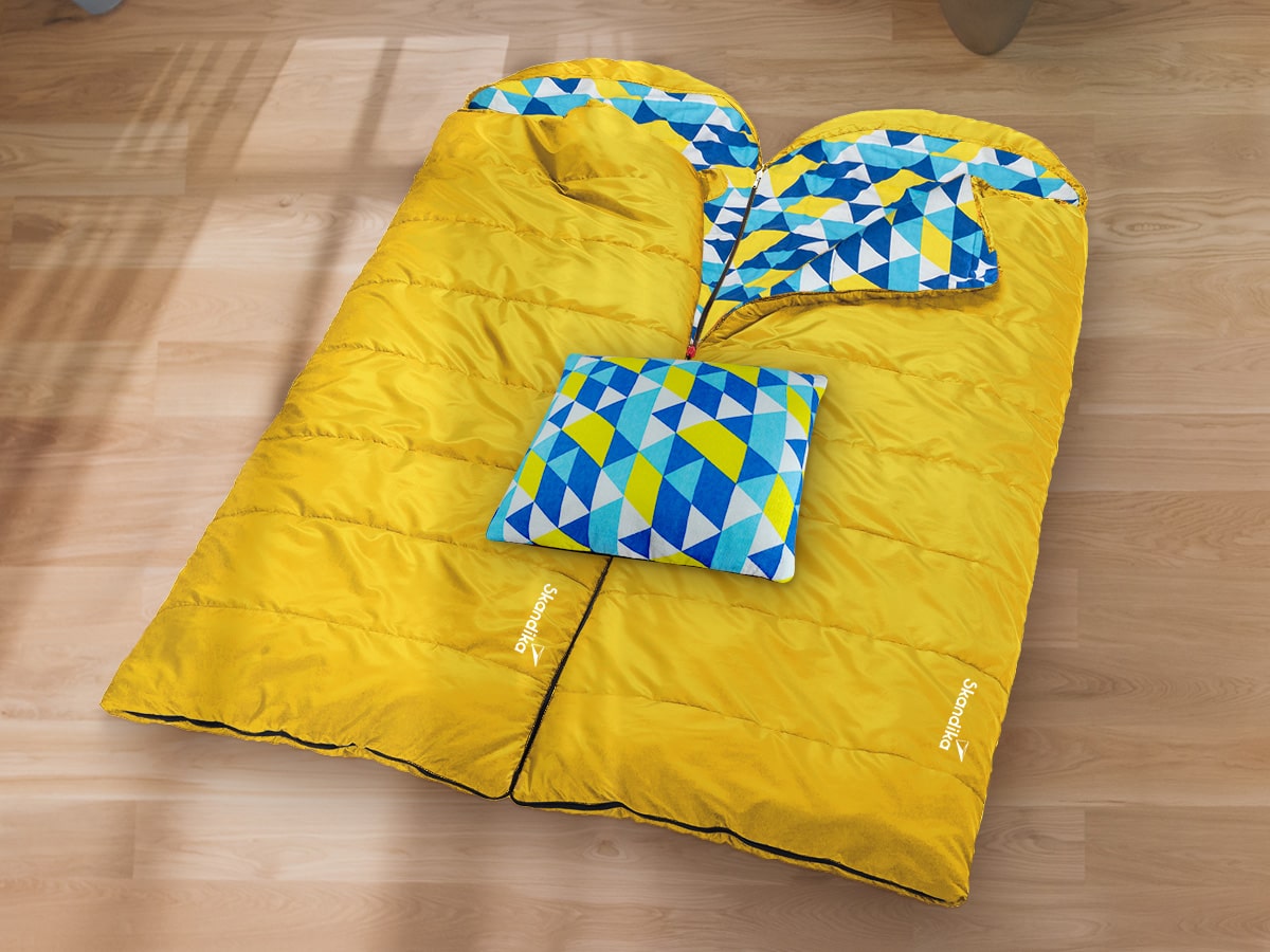 Skandika Dundee Sleepyhead L slaapzak met kussen - Yellow