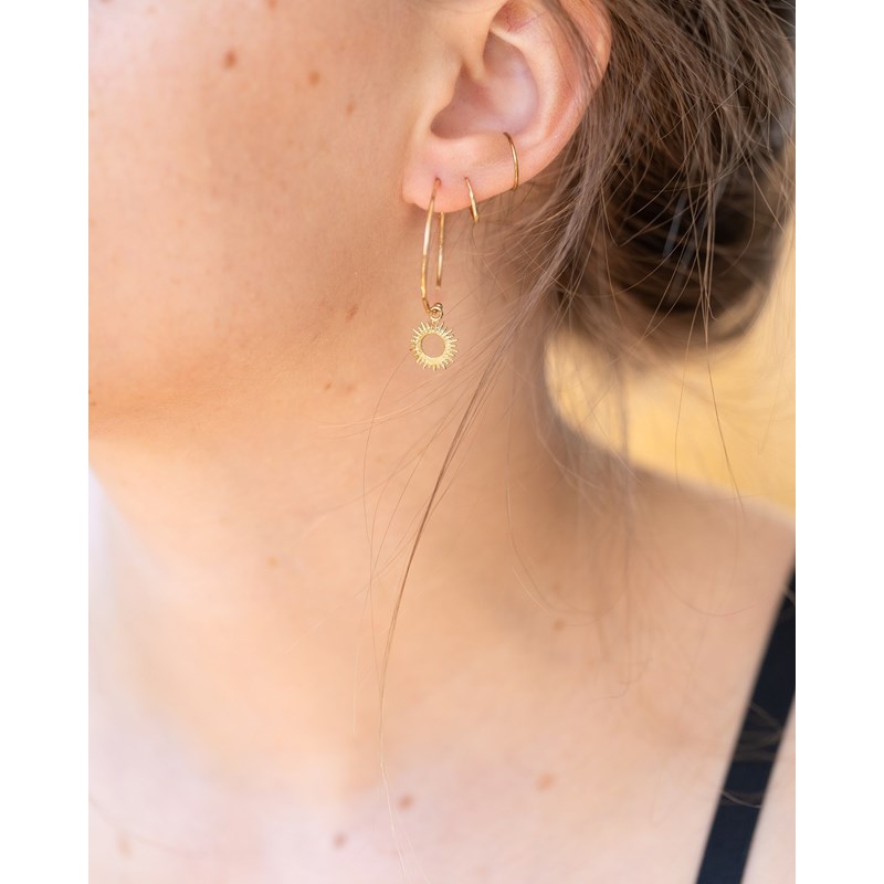 Boucles d'Oreilles Plaqué Or Créoles Rayons de Soleil