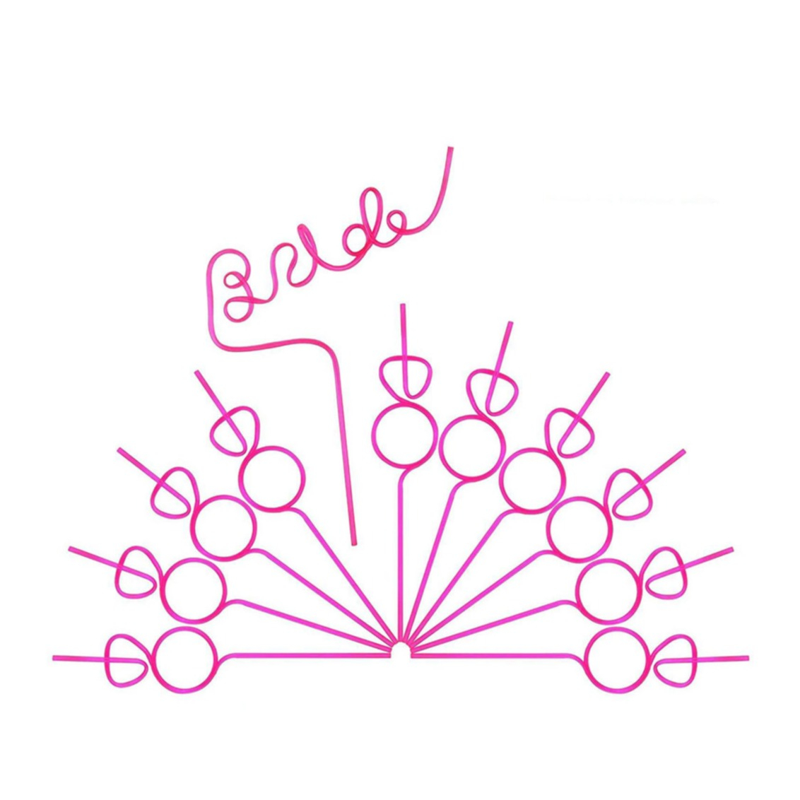 (11er Set) Wiederverwendbare Junggesellinnenabschied Strohhalme Bride Party Trinkhalme - Pink
