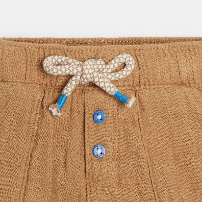 Short coton léger gaufré marron bébé garçon Marron
