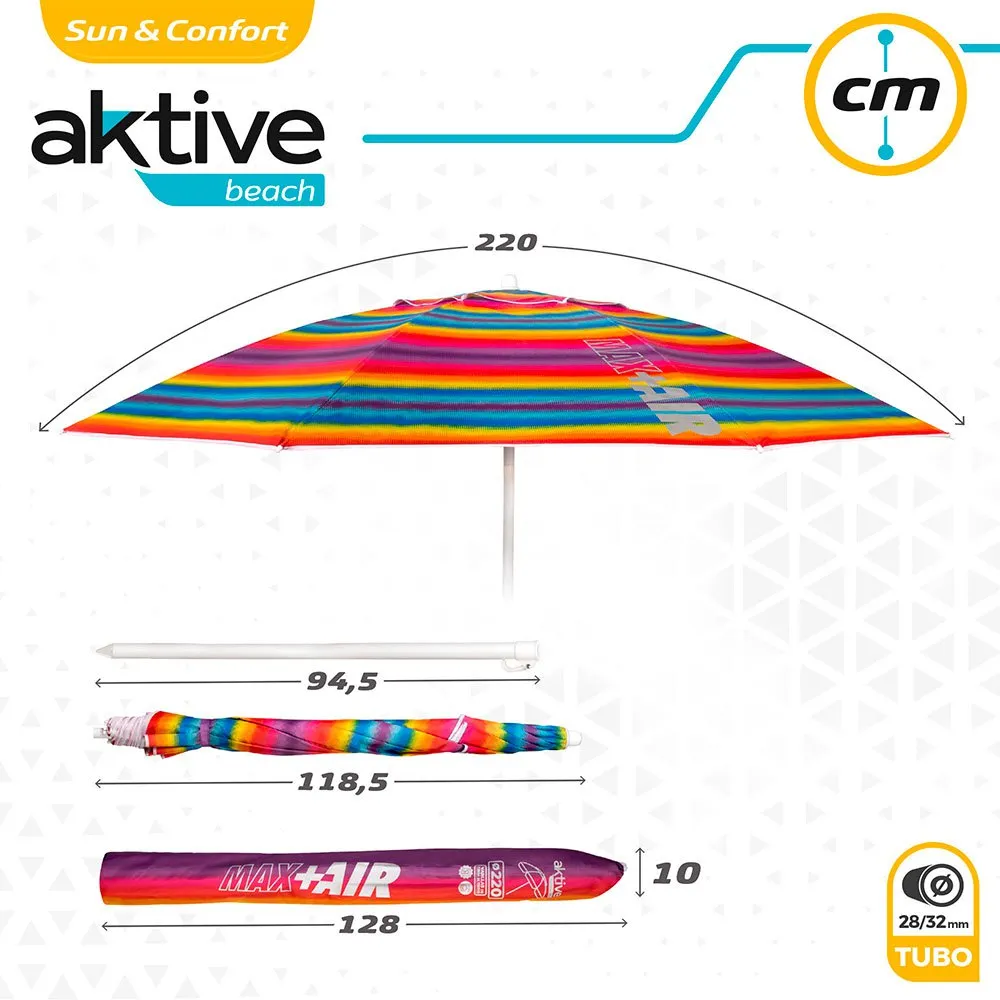 Aktive Sun&Confort Ø Winddichter UV50 Sonnenschirm mit neigbarem Mast 220cm