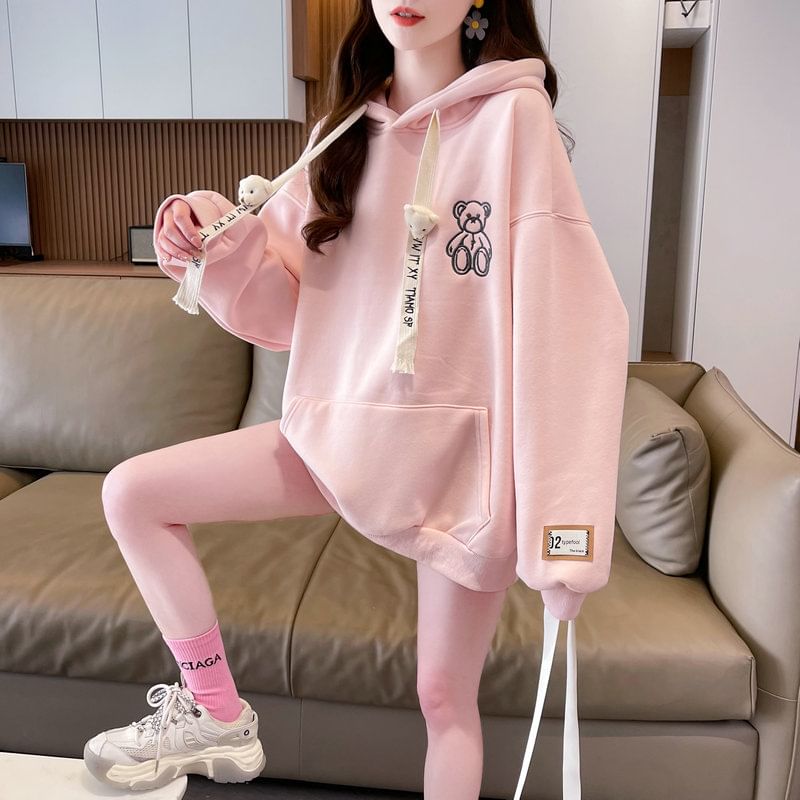 Jewie - Oversized hoodie met geborduurde beer