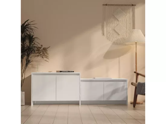 Meuble TV Blanc brillant 146,5x35x50 cm Bois d'ingénierie