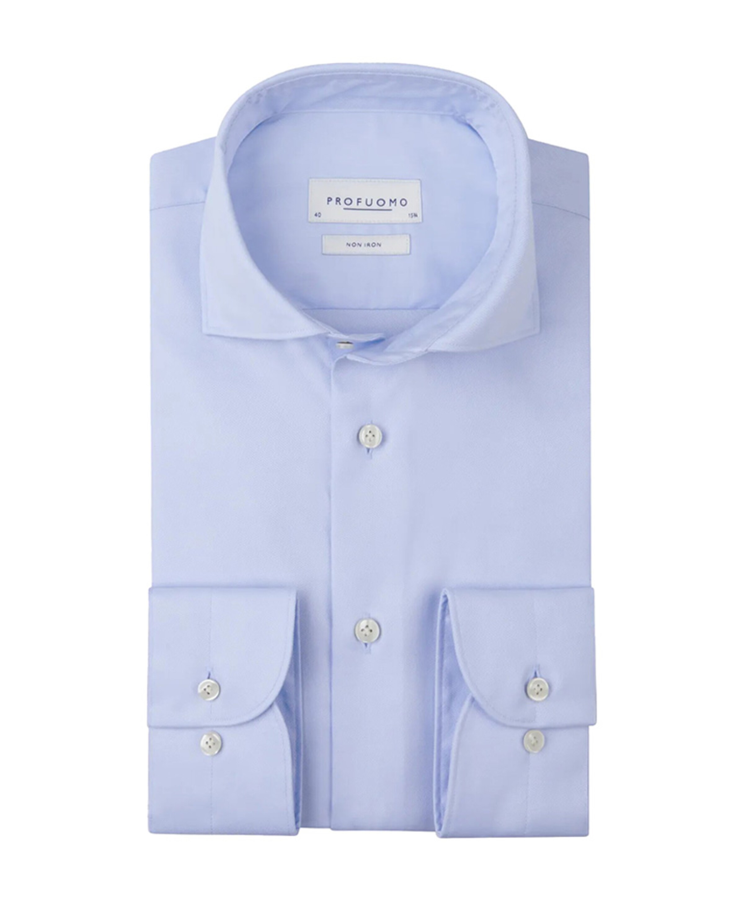 Profuomo Heren overhemd lange mouw blauw