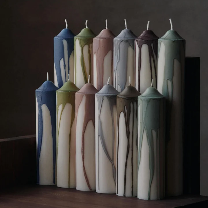 Ferm Living - Dryp Blockkerze, H 20 cm, weiss / dunkle schokolade