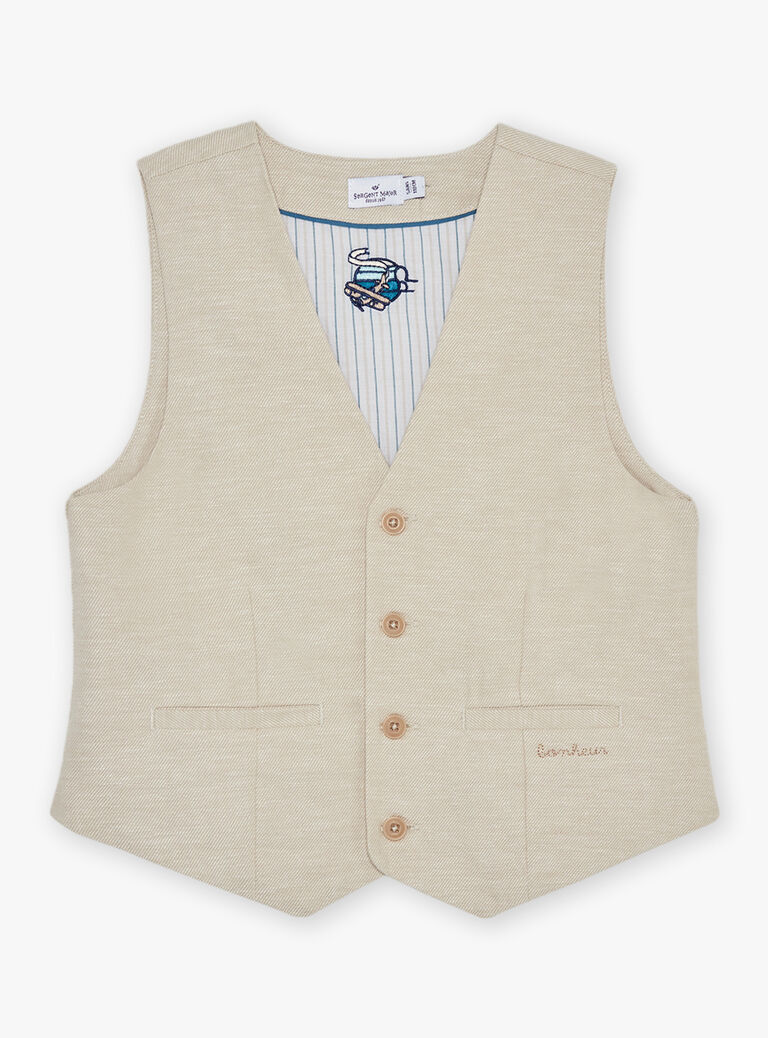 Gilet beige sans manches en lin